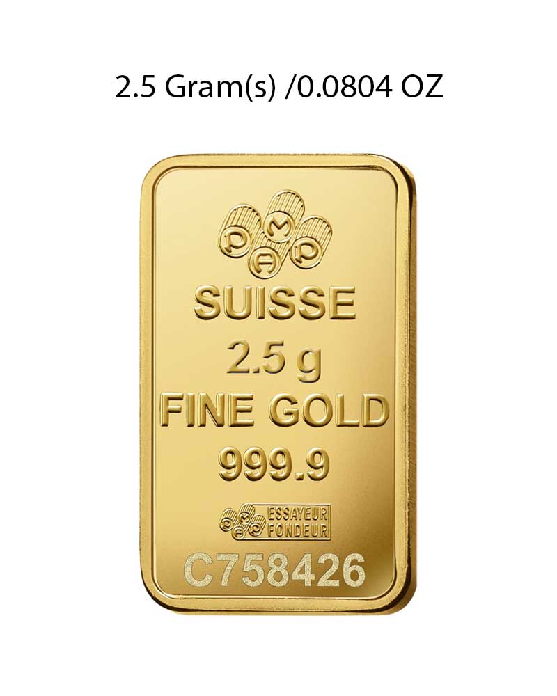 2.5g Gold Bar PAMP Lady Fortuna Minted image 2