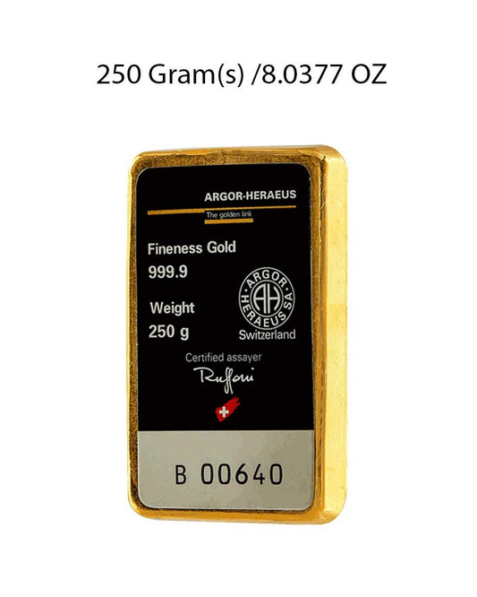 Argor-Heraeus 250g Gold Bullion Bar image 1