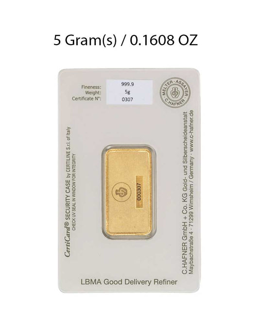 C. Hafner 5g Gold Bar image 1