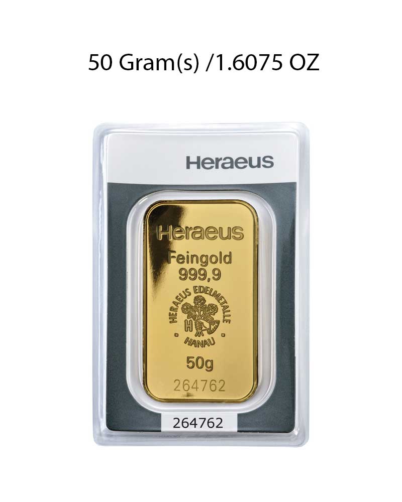 Heraeus 50g Gold Bar image 0