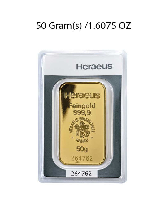 Heraeus 50g Gold Bar image 0