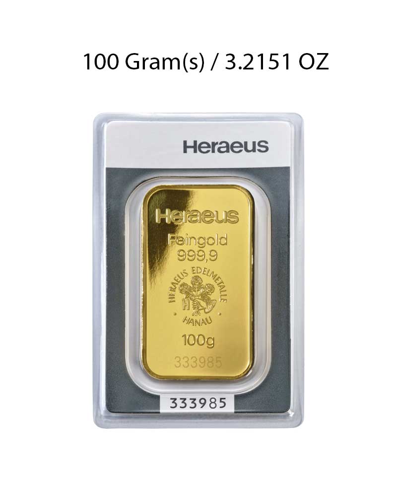 Heraeus 100g Gold Bar image 0