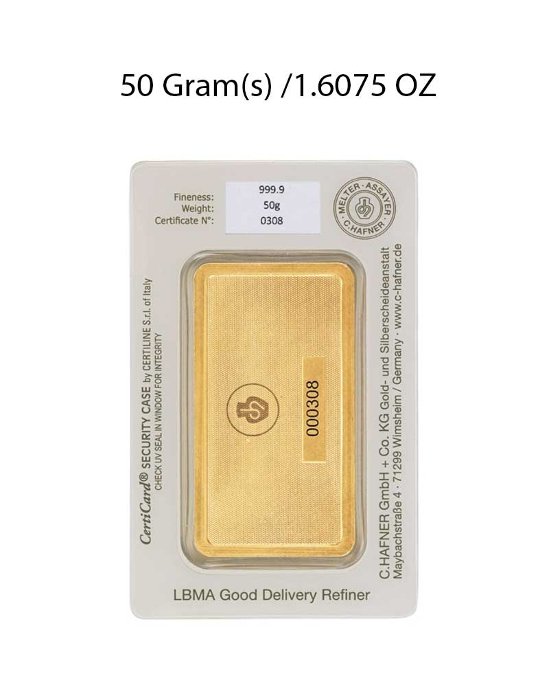 C. Hafner 50g Gold Bar image 1
