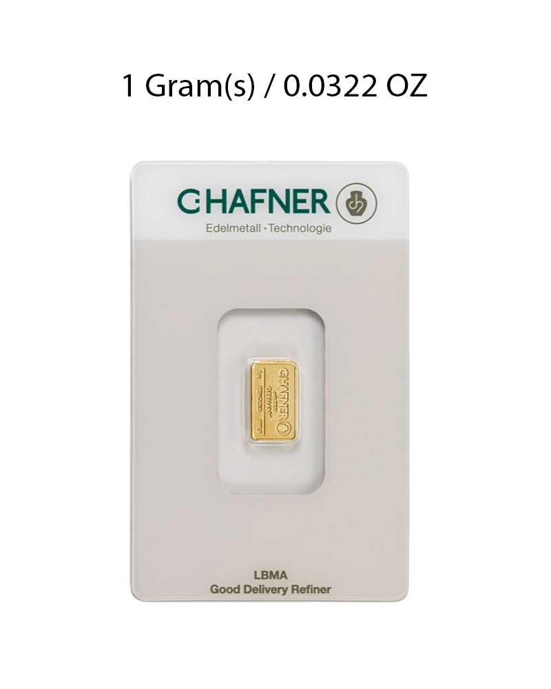 1g Gold Bar C. Hafner Minted image 0