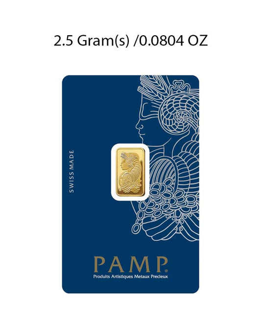 2.5g Gold Bar PAMP Lady Fortuna Minted image 0