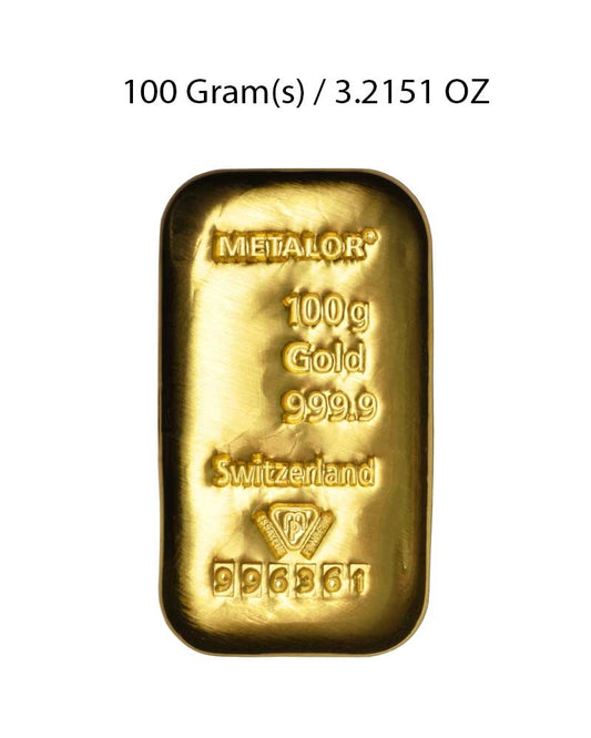 Metalor 100g Gold Bar Cast image 0