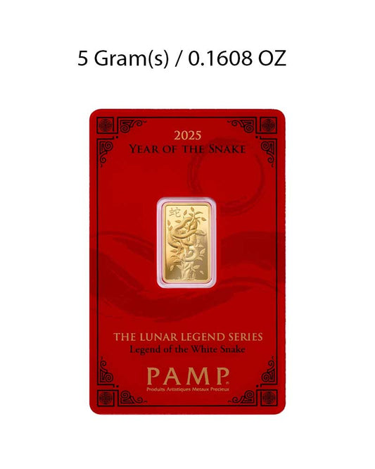5g Gold Bar 2025 Year of the Snake PAMP image 0