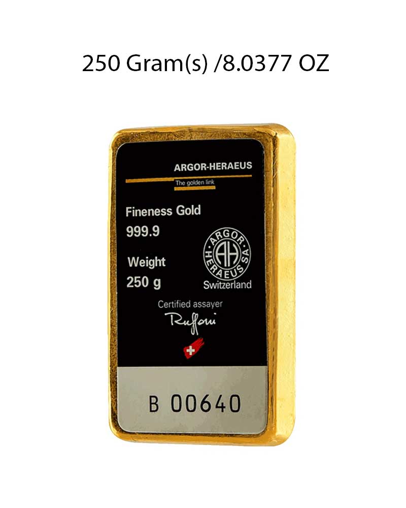 Argor-Heraeus 250g Gold Bullion Bar image 1