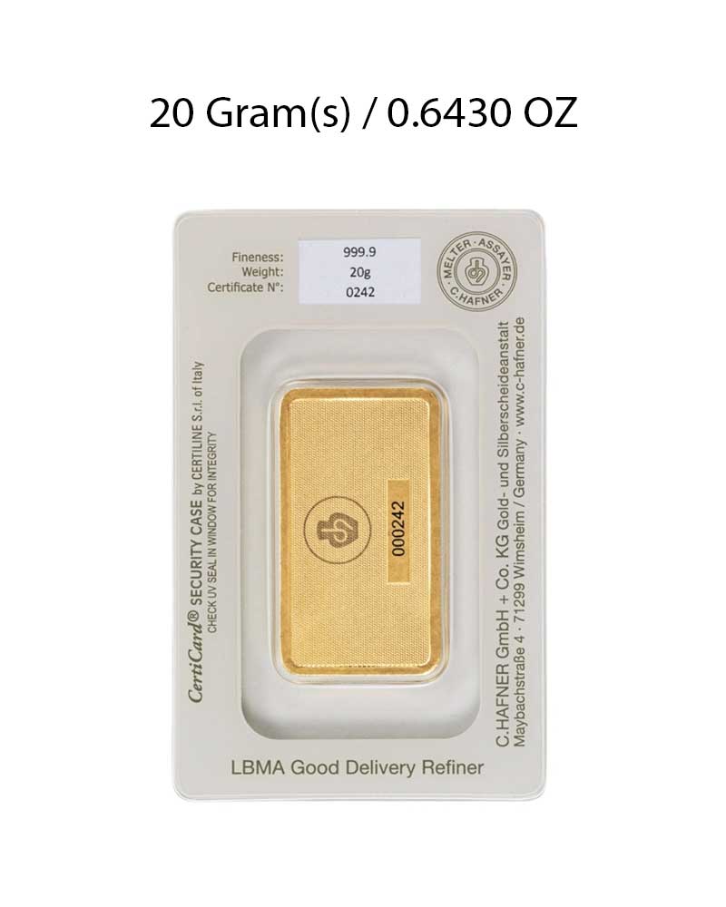 C. Hafner 20g Gold Bar Minted image 1