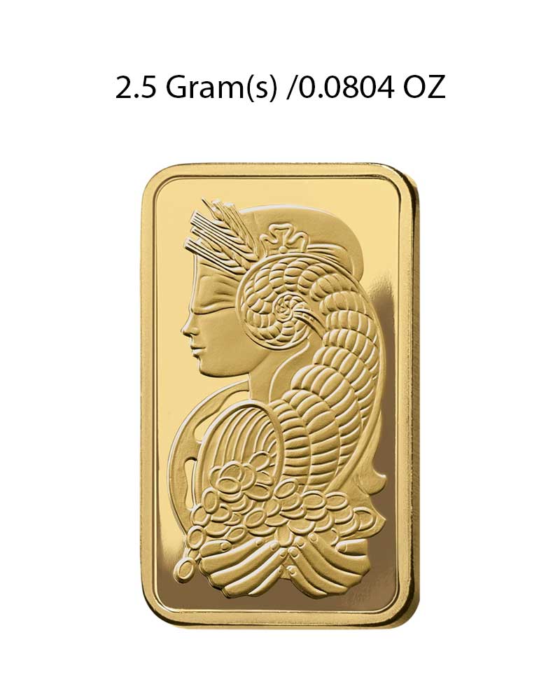 2.5g Gold Bar PAMP Lady Fortuna Minted image 1