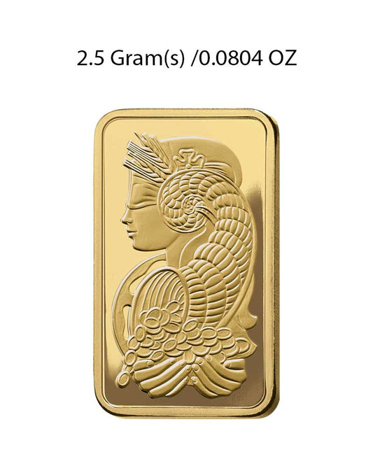 2.5g Gold Bar PAMP Lady Fortuna Minted image 1