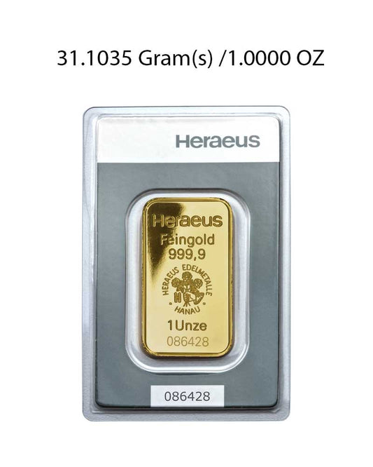 Heraeus 1Oz Gold Bar image 0