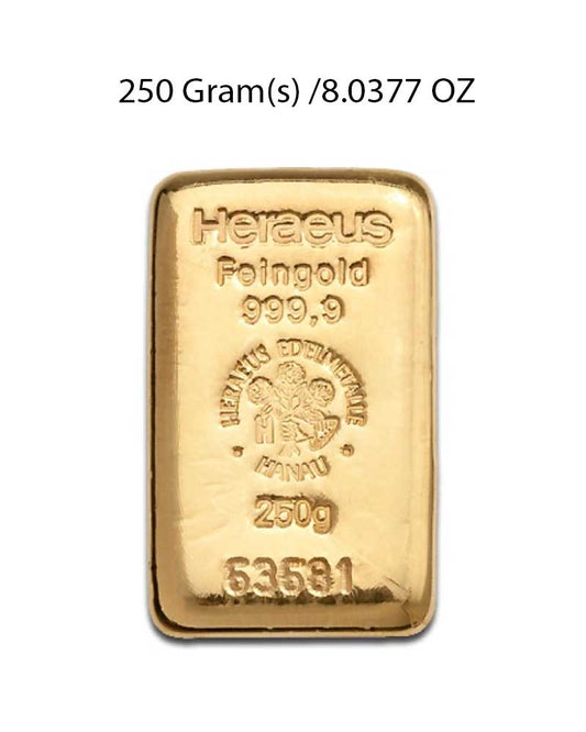 Heraeus 250g Gold Bar image 0